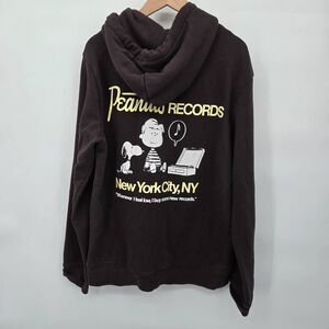 H&M Peanuts Records New York Hoodie Size Small Brown